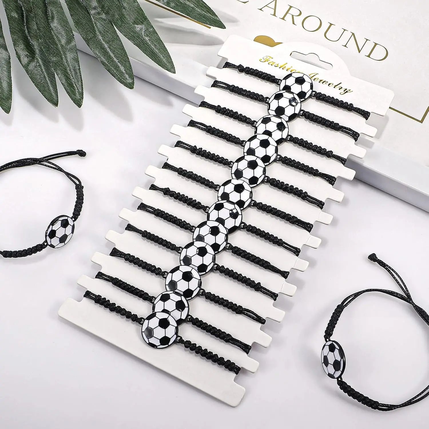 10-20Pcs Soccer Kids Bracelets Adjustable Charm Football Bracelet Sports Woven Cord Bracelets for Soccer Player Quick Pick Grocers