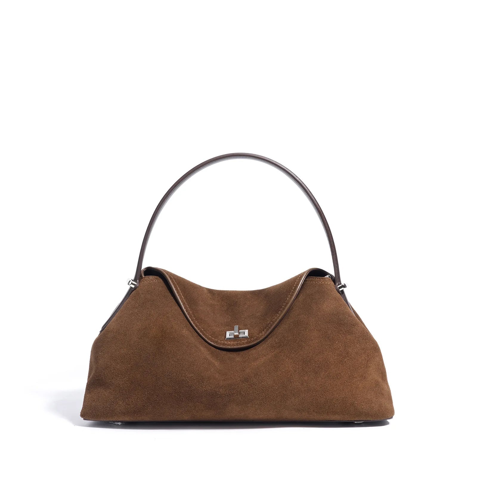 2026 Autumn Winter All-match Bowling Tote All-match Matte Suede Cowhide Leather Women Shoulder Bag Coffee Purple Noble Handbag Quick Pick Grocers