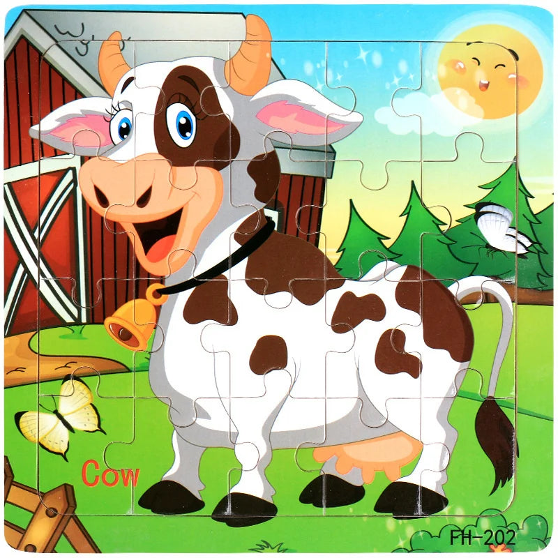 New 20 Piece Wooden 3d Puzzle Cartoon Animal Vehicle Jigsaw Puzzle Montessori Educational Toys For Kids 3-6 Years Old Quick Pick Grocers