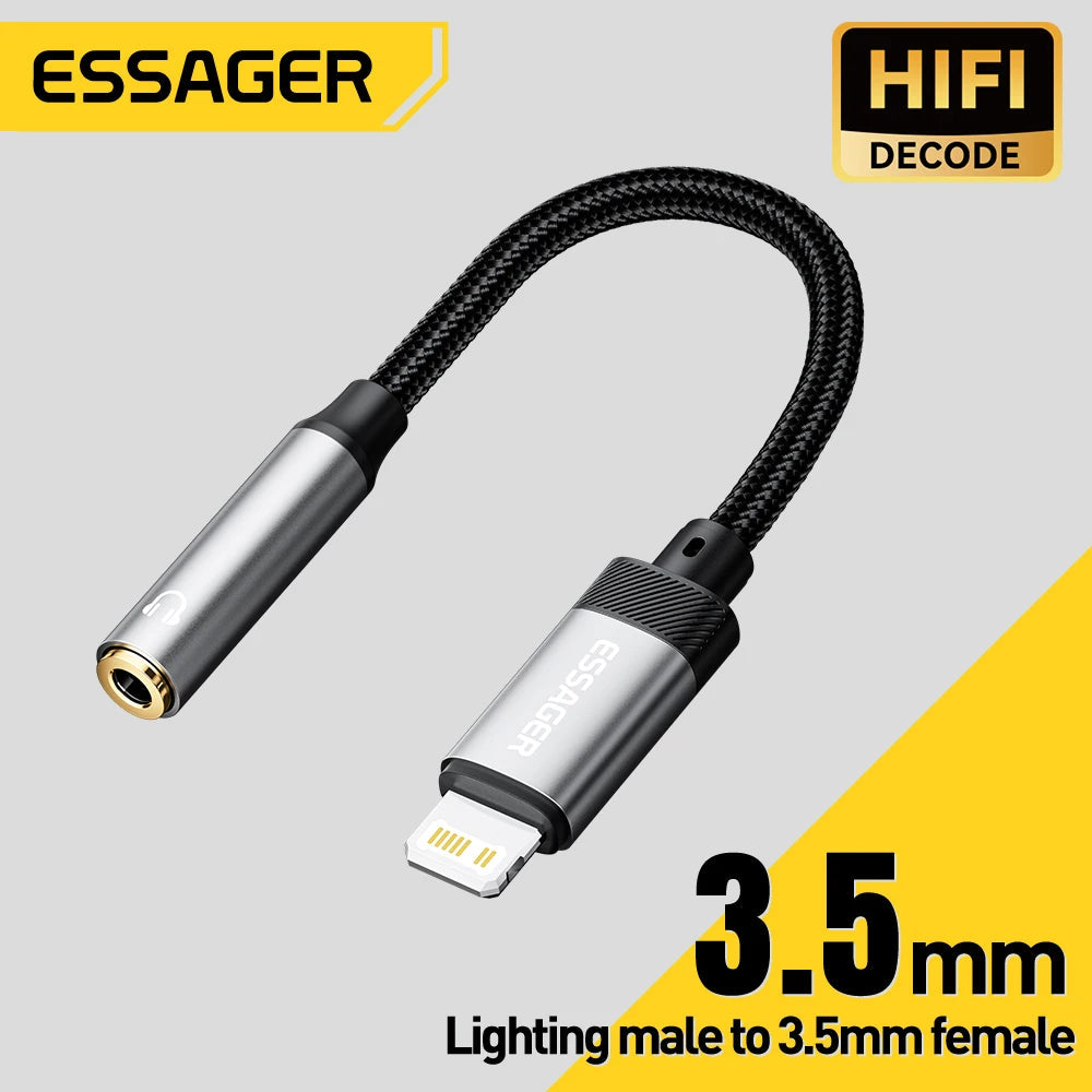 Essager Lightning to 3.5mm jack Audio Adapter Headphone Aux Cable USB Type C to 3.5 Adapter OTG Type C For iphone Xiaomi Oneplus Quick Pick Grocers