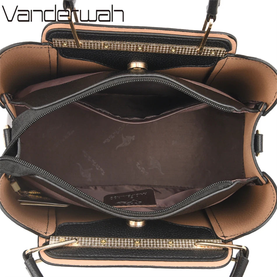 2024 Luxury Women Designer 3 Layers Shoulder Crossbody Sac Ladies Large Capacity Leather Handbags Shopper Brand Messenger Totes Quick Pick Grocers