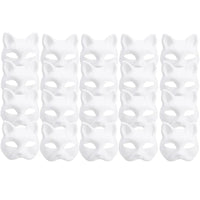1-20pcs Japanese Mask Paper Blank Mask Halloween Cosplay Cat DIY Paintable Half Face Mask Animal Costume Party Decor Craft Prop Quick Pick Grocers