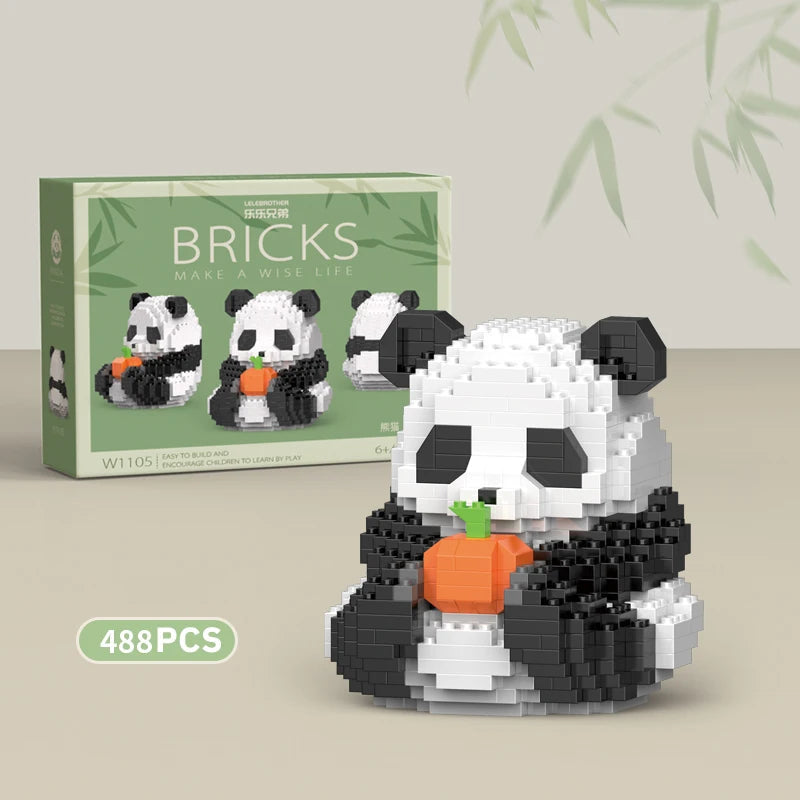 Creative DIY Assemable Animal Cute MINI Chinese Style Animal Panda Building Block Educational Boy Toys For Children Model Bricks Purest Peak Salt