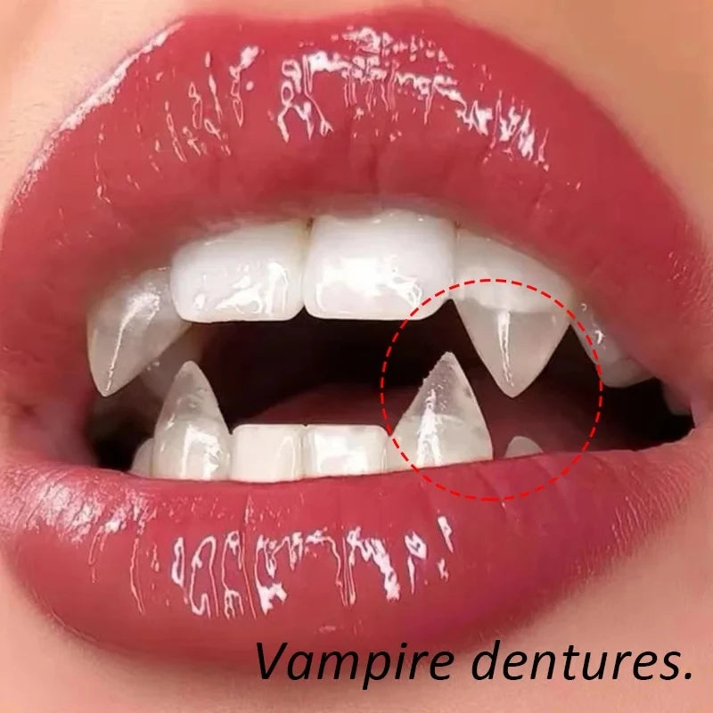 Vampire Teeth Fangs Dentures Props Halloween Costume Props False Teeth Solid Glue Denture Adhesive Halloween Party Decor Quick Pick Grocers