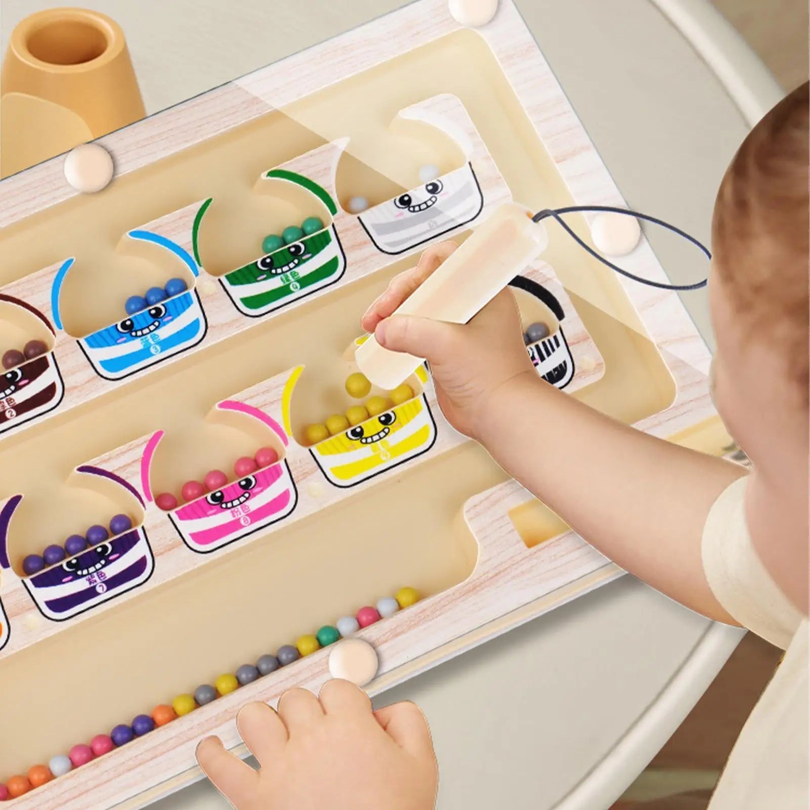 Montessori Magnetic Color Sorting Maze Number Maze Toys Wooden Puzzle Activity Board Fine Motor Toys for Toddlers Boys Girls Quick Pick Grocers