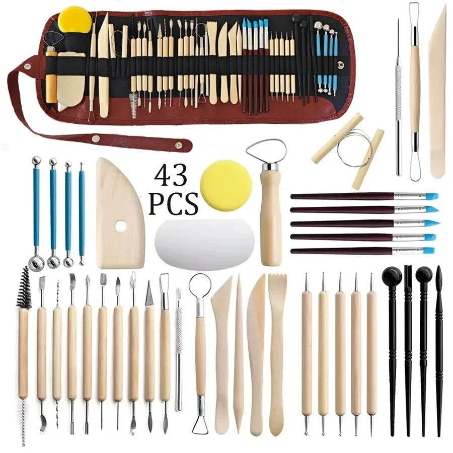 Pottery Clay Sculpting Tools Kit 8-61 Pcs/Set, Ceramic Wax Clays Carving Tools for Art Craft Pottery Sculpting Modeling Tool Set Econic Blanks