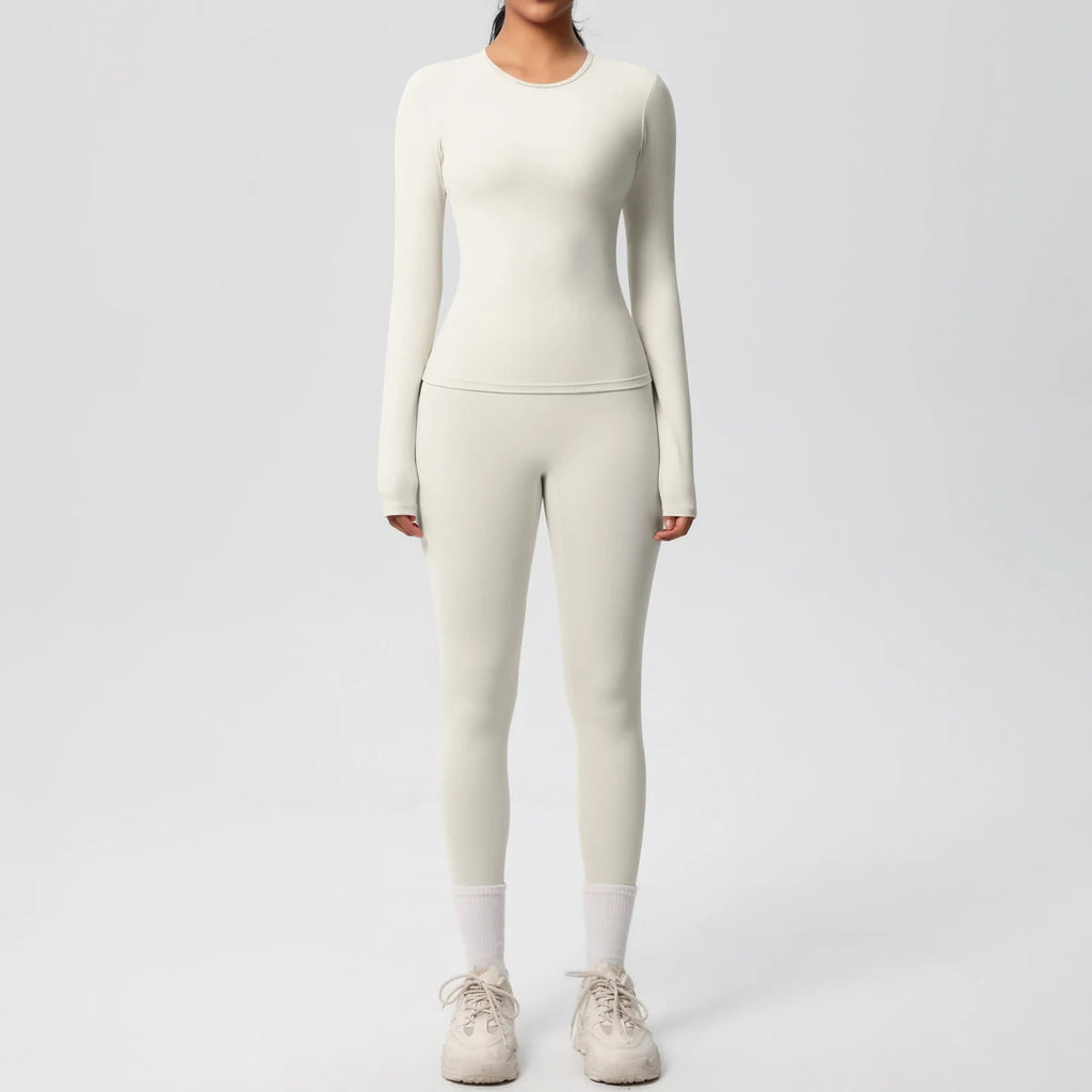 2 PCS Sportswear Yoga Set Gym Clothes Yoga Suits For Women Fitness Set Tracksuits Sports Long Sleeve Crop Top Gym Leggings Quick Pick Grocers