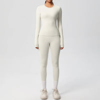 2 PCS Sportswear Yoga Set Gym Clothes Yoga Suits For Women Fitness Set Tracksuits Sports Long Sleeve Crop Top Gym Leggings Quick Pick Grocers