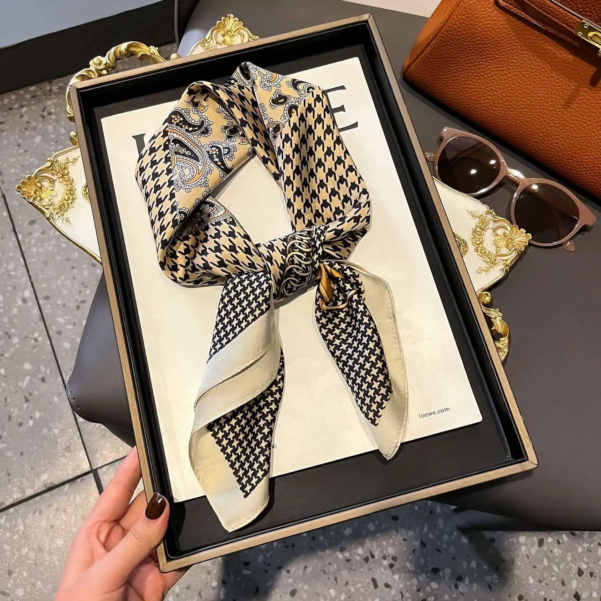Fashion Luxury Brand 70cm Silk Square Scarf Women Satin Neck Tie Female Hair Bandana Headkerchief Shawl Wrap Hijab Echarpe Quick Pick Grocers