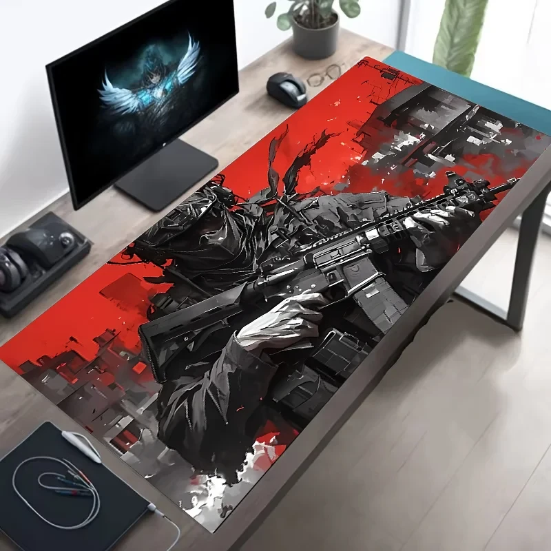 Large Mouse Pad Tactical Soldier Design Non-Slip XXL desk pad gaming accessories Stitched Edges for Home and game for fps gamer Econic Blanks