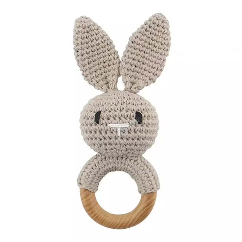 Baby Crochet Rattle Wooden Teether Toy BPA Free Wood Rodent Rabbit Rattle Baby Mobile Play Gym Newborn Educational Music Toys Purest Peak
