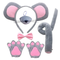 Mouse Costume Set Ears Headband Nose Tail and Bow Tie Animal Fancy Dress Kit Party Accessories Halloween Birthday Quick Pick Grocers