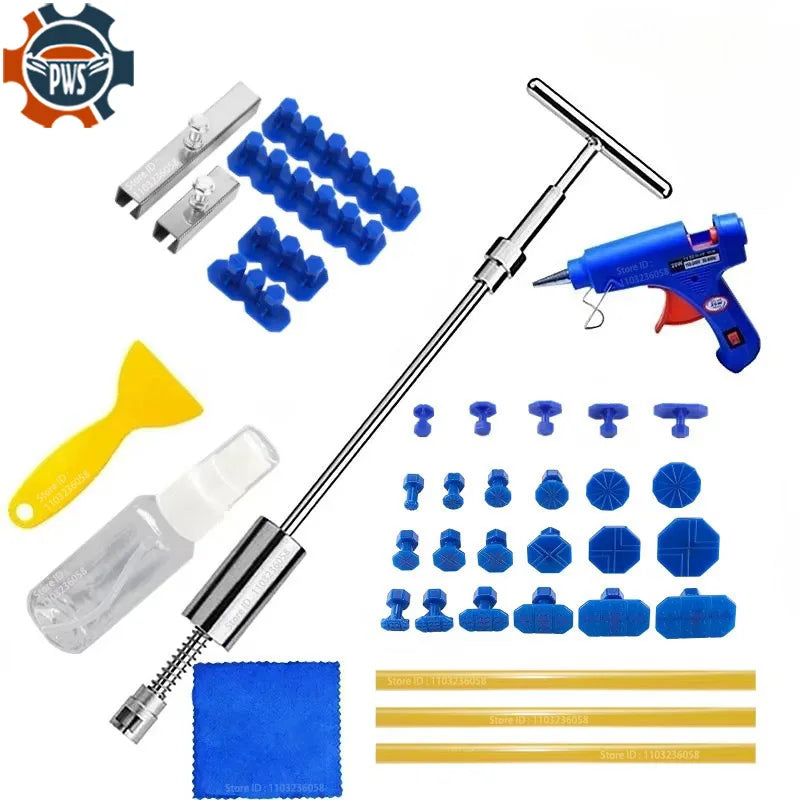 PWS Car Dent Repair Tools Puller Removal Kit Slide Hammer Reverse Hammer Tool Body Suction Cup Adhesive Blue Glue Tabs Quick Pick Grocers