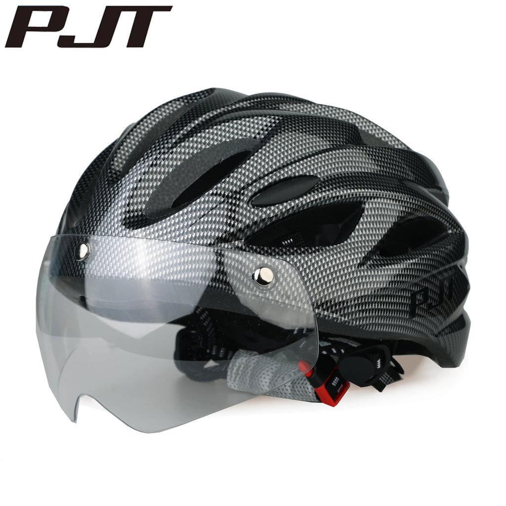 PJT Ultra-Light Magnetic Goggles Bicycle Helmet Lightweight PC Shell & EPS Foam Construction Cycling Helmet MTB Bike Helmet Quick Pick Grocers