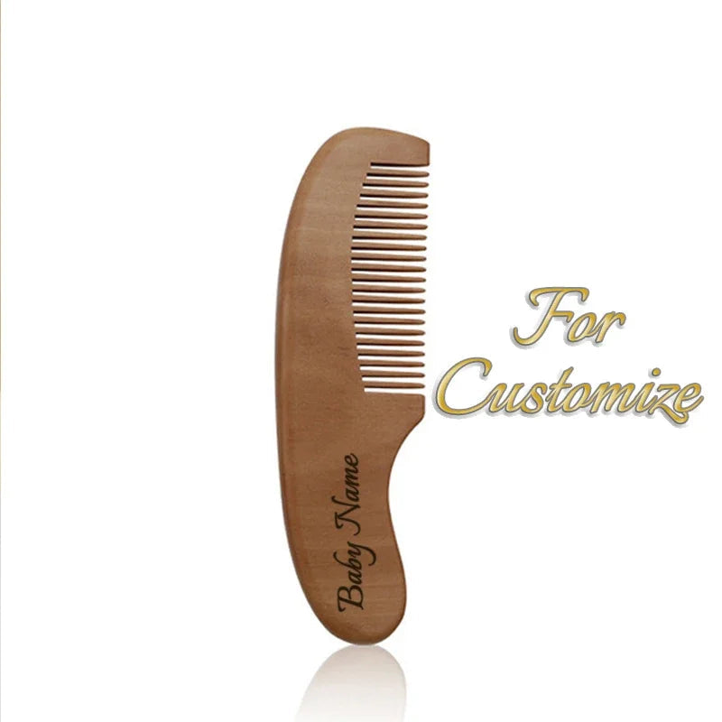 Personalized Wooden Baby Brush Custom Name Baby Wool Comb New Born Hair Brush Infant Head Massager Bath Brush Comb for Kids Purest Peak