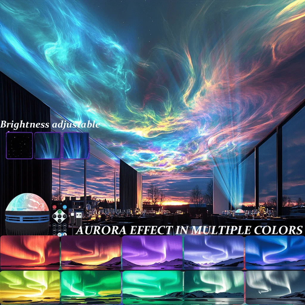 LED Night Light 7 Colors Starry Sky Projector Light Northern Aurora Ambient Light with Remote USB Auto Rotate for Bedroom Decor Quick Pick Grocers