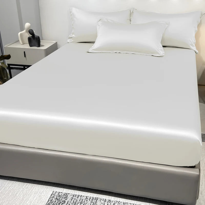 Modern Satin Fitted Sheet Ice Silk Bedspread Quick Pick Grocers