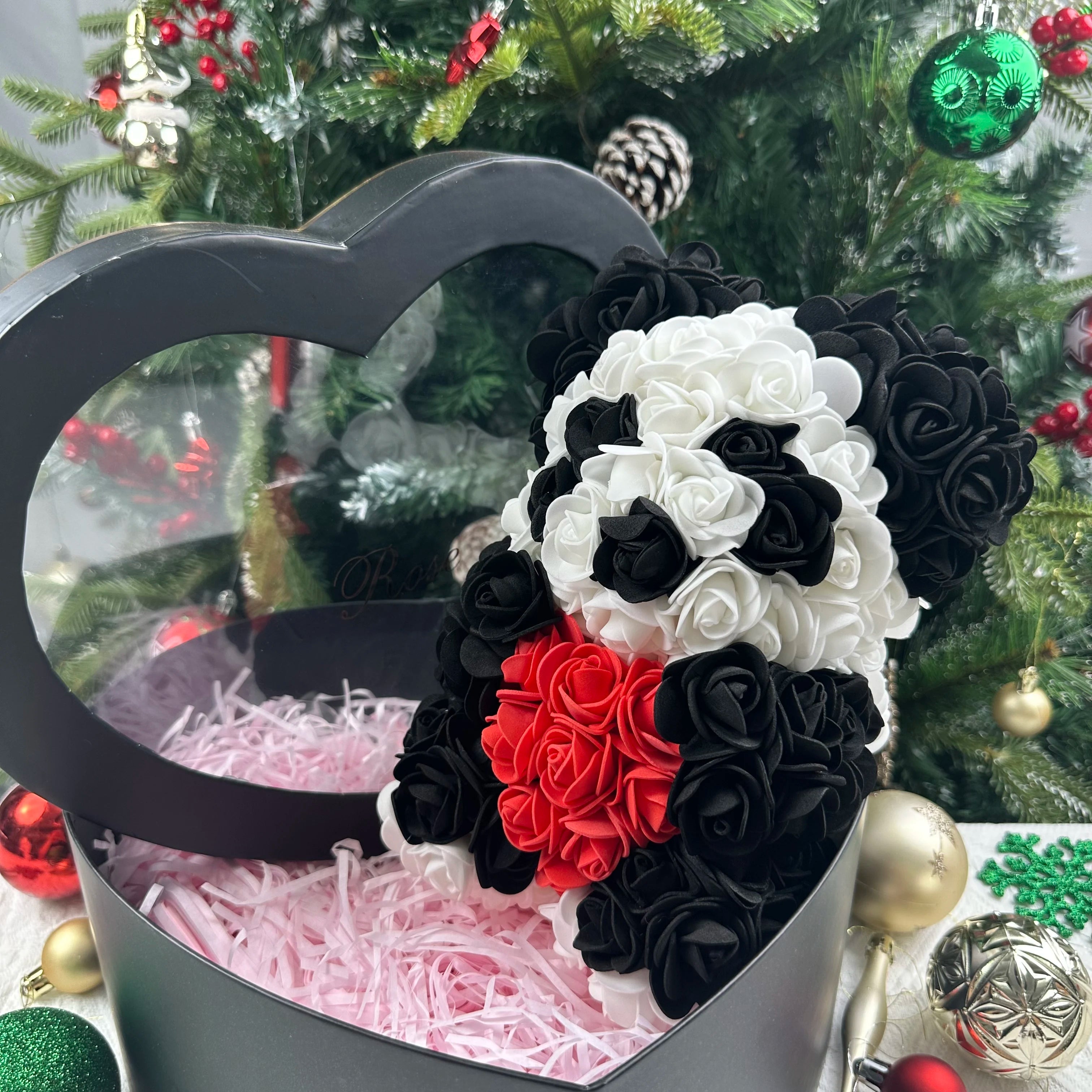 25cm Artificial Teddy Rose Flower Bear with Box Romantic Valentines Day Gift Girlfriend Women Anniversary Wedding Party Supplies Quick Pick Grocers