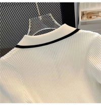 Ice silk knitted short sleeved T-shirt for women's summer 2024 new fashionable and stylish polo shirt top Quick Pick Grocers