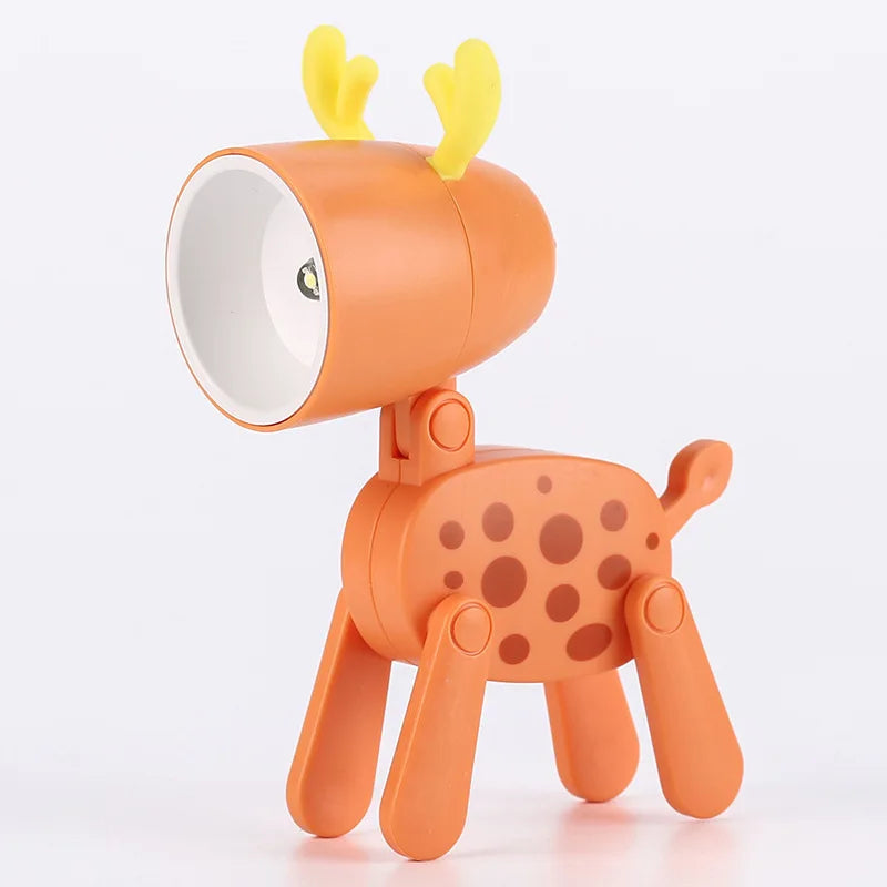 LED Night Light Mini Folding Desk Lamp Cute Pet Lights Dog Deer Portable Night Light Student Living Room Decor Gift Quick Pick Grocers