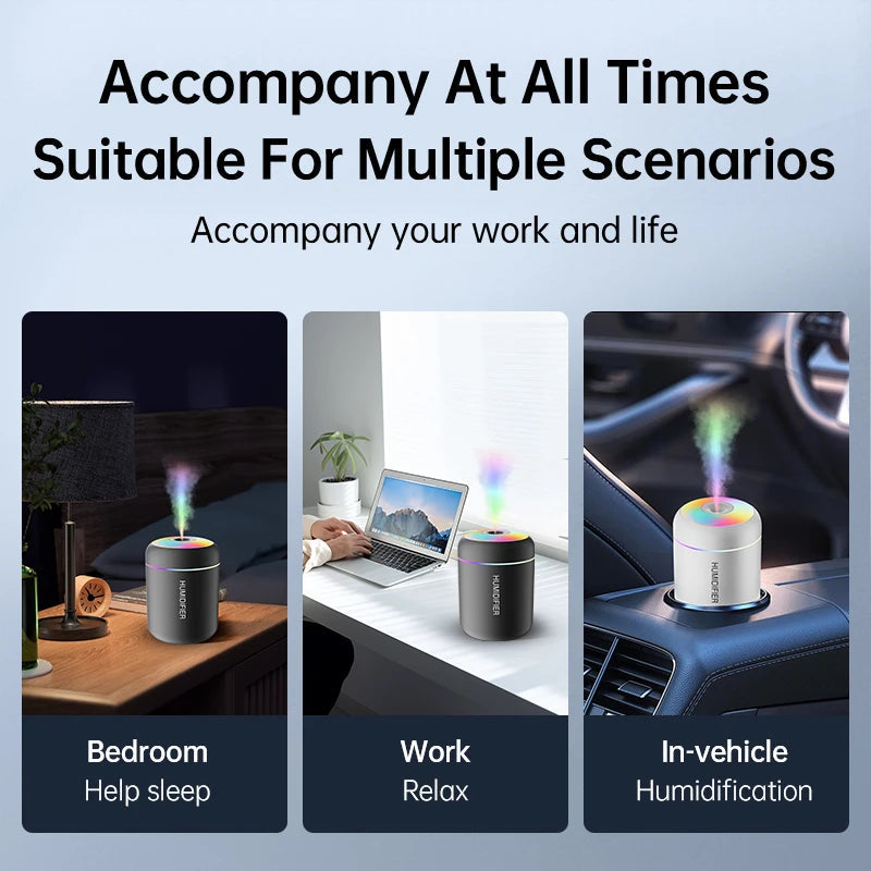 180ML Mini Air Humidifier USB Electric Aroma Diffuser Essential Oil Purifier Aromatherapy Mist Maker Lights For Car Home Bedroom Econic Blanks