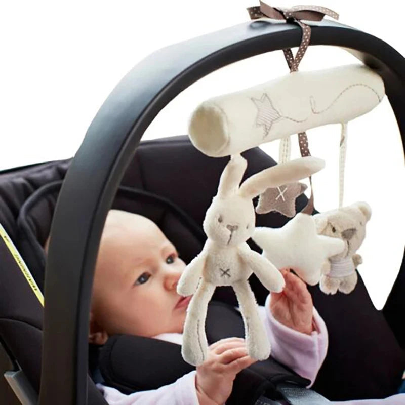 2025 New Hanging Bed Rabbit Baby Hand Bell Safety Seat Plush Toy Multifunctional Plush Toy Stroller Mobile Gifts Purest Peak