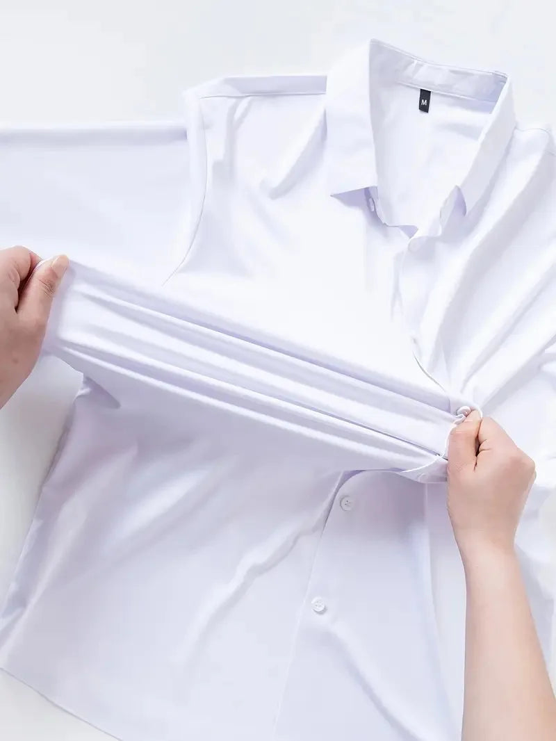 Premium Men's Ultra Stretch Dress Shirts Long Sleeve High Quality Business Formal Wrinkle-free Soft White Social Male Clothing Quick Pick Grocers