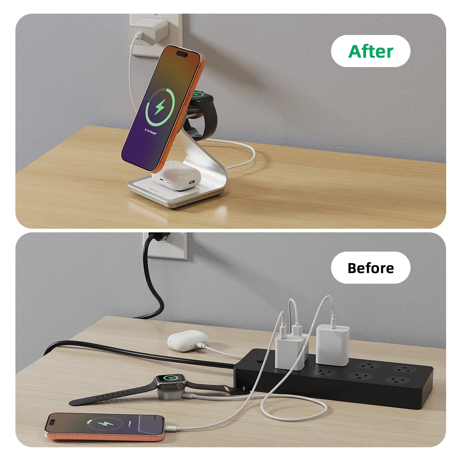 Bonola Magnetic 3 in 1 Wireless Charger for iPhone 17/16/15/13/14/12 30W Wireless Charging Station for Apple Watch/AirPods Pro Quick Pick Grocers