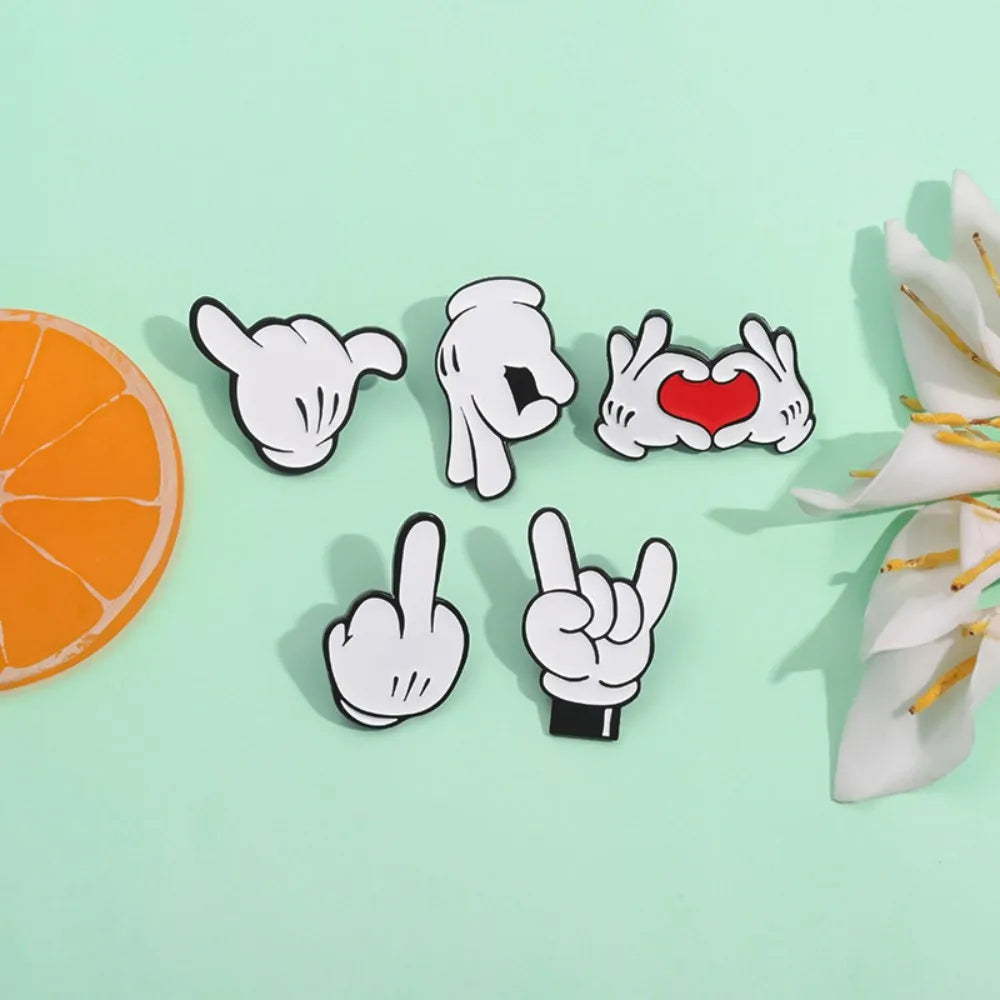 Cartoon Finger Gesture Love You Enamel Pins Creative Metal Decoration Brooch Lapel Badge Clothes Backpack Accessory for Friends Quick Pick Grocers