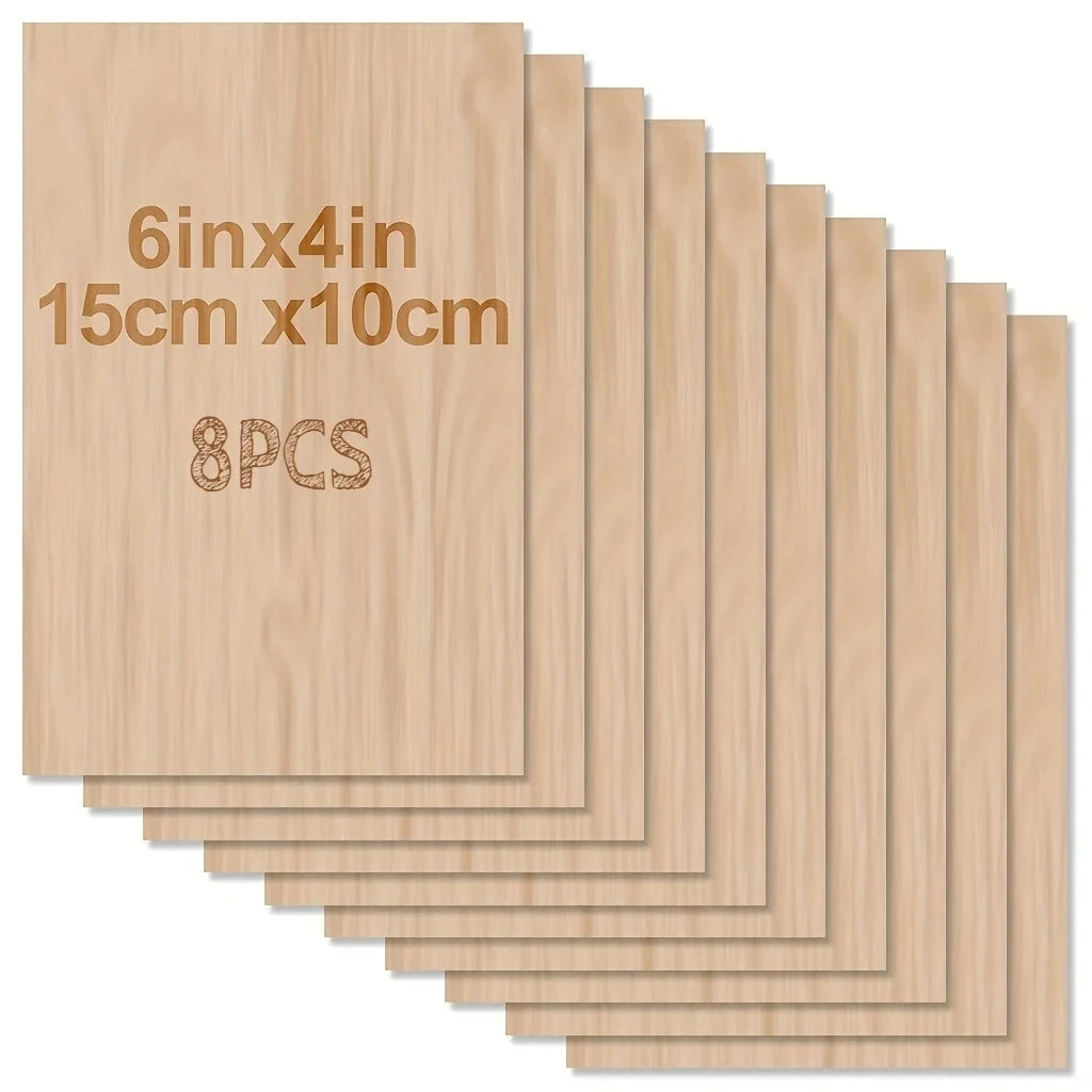4Pcs/8pcs/15Pcs 6X4in/15X10cm Rectangle Unfinished Wood Sheets for Crafts House Aircraft Ship Boat Arts, DIY Wooden Econic Blanks