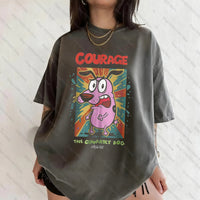 Vintage Courage The Cowardly Dog Cartoon Print Short Sleeve T-Shirt Retro Unisex Graphic Tee 90s Nostalgia Summer Streetwear Tee Quick Pick Grocers