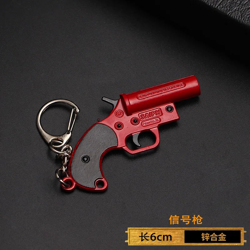 1pc Toy Gun Keychain, Alloy Toy Gun Model Pendant Car Key Chain Car Key Ring Gift For Men Boys Quick Pick Grocers