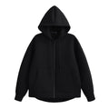 HH Autumn Women Gray Jacket With Hood Long Sleeve Big Pocket Zipper Jacket Coat Woman Loose Casual Outerwear Coat Tops Econic Blanks