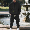 Men's sports suit style autumn and winter fleece men's casual sportswear zipper sweater multi-pocket work pants suit Quick Pick Grocers