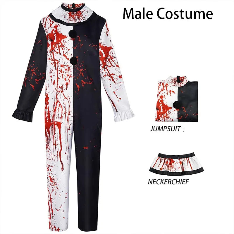 Men Halloween Costumes Art The Clown Cosplay Costume Movie Terrifierr 2 Bloody Jumpsuit Male Jumpsuit Horror Outfits Quick Pick Grocers