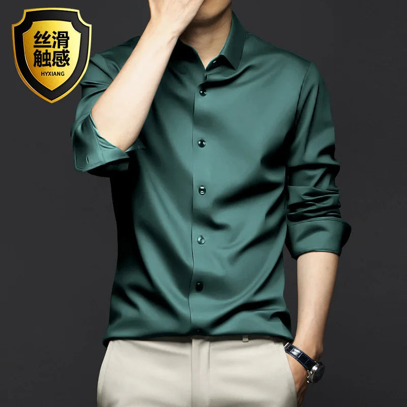 S-5XL Men's Shirt Long Sleeve Non iron Wrinkle Resistant Business Dress High end Professional Casual Suit White Shirt Quick Pick Grocers