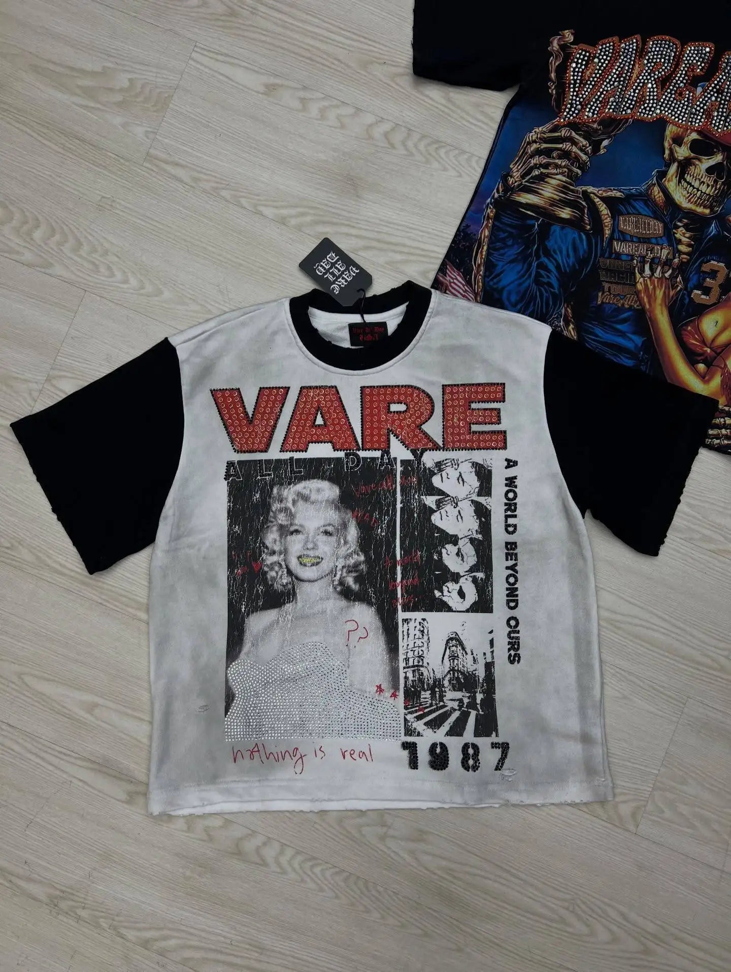 Streetwear Letter Rhinestone Cotton Short Sleeve Tshirts for Men and Women Harajuku Hip Hop Loose Shinning Diamond Tees Oversize Quick Pick Grocers