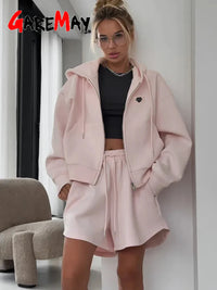 Women's Summer Tracksuit with Shorts Zipper Cotton Oversize Top and Shorts Two Piece Set Casual Sports Yellow Suit for Women Quick Pick Grocers