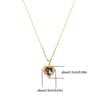 Top Luxury Colorful Crystal Ocean Heart Pendant Necklace For Women Trendy 316L Stainless Steel Jewelry Female Wedding Neck Chain Quick Pick Grocers