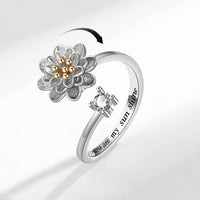 VENTFILLE 925 Sterling Silver Sunflower Diamond Zircon Rotatable Ring For Women Gift Relieve Stress Ring Jewelry Wholesale Quick Pick Grocers