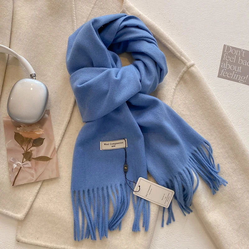 Luxury Winter Wool Scarf Women Cashmere Warm Pashmina Brand Foulard Female Shawls Wraps Thick Soft Bufanda Scarves Stole 2024 Quick Pick Grocers