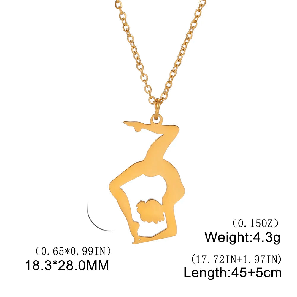 Rhythmic Gymnastics Necklace Women Trend 2025 Gymnast Stainless Steel Jewelry BFF Dancer Girl Sport Accessories Mother Day Gift Quick Pick Grocers