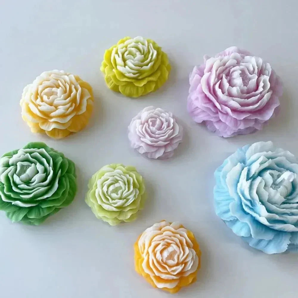 3D Peony Candle Silicone Mold DIY Relief Flower Soap Resin Plaster Mould Home Decor Chocolate Cake Ice Baking Making Tool Gifts Econic Blanks