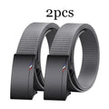 2pcs Fashion Men's Belt Canvas Woven Waistband Automatic Buckle Casual Belt Soft Versatile Jeans Belt Accessories Quick Pick Grocers