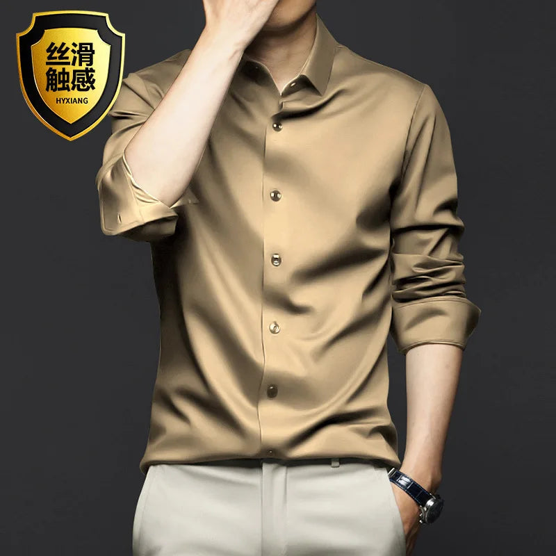 S-5XL Men's Shirt Long Sleeve Non iron Wrinkle Resistant Business Dress High end Professional Casual Suit White Shirt Quick Pick Grocers