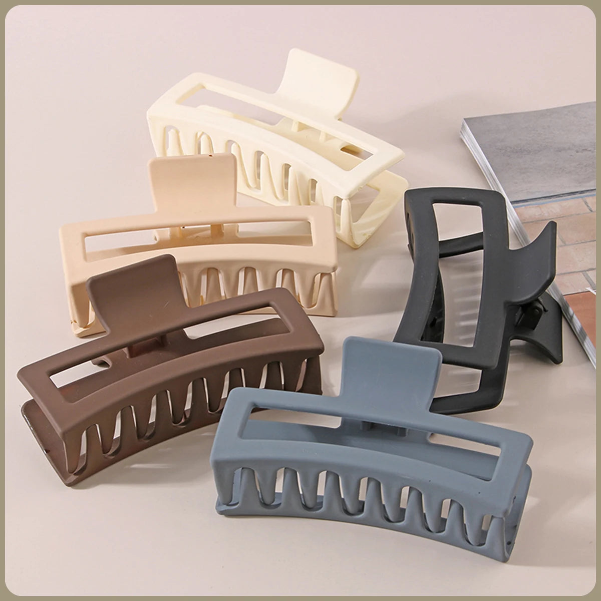 Fashion 13CM Oversized Solid Color Square Frosted Hair Shark Clip Headdress Hair Accessories Suitable For Women Girls Thick Hair Quick Pick Grocers
