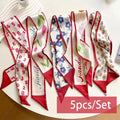 2-6pcs/set Series Silk Satin Scarf Women Cloth Hair Bands Headdress Accessories Lady Scarves Ribbon Neck Ties for Bag Handle Quick Pick Grocers