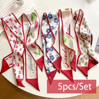 2-6pcs/set Series Silk Satin Scarf Women Cloth Hair Bands Headdress Accessories Lady Scarves Ribbon Neck Ties for Bag Handle Quick Pick Grocers