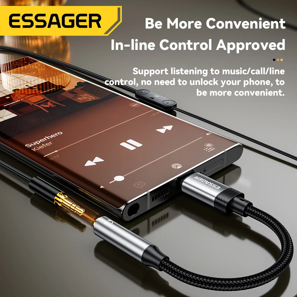 Essager Lightning to 3.5mm jack Audio Adapter Headphone Aux Cable USB Type C to 3.5 Adapter OTG Type C For iphone Xiaomi Oneplus Quick Pick Grocers