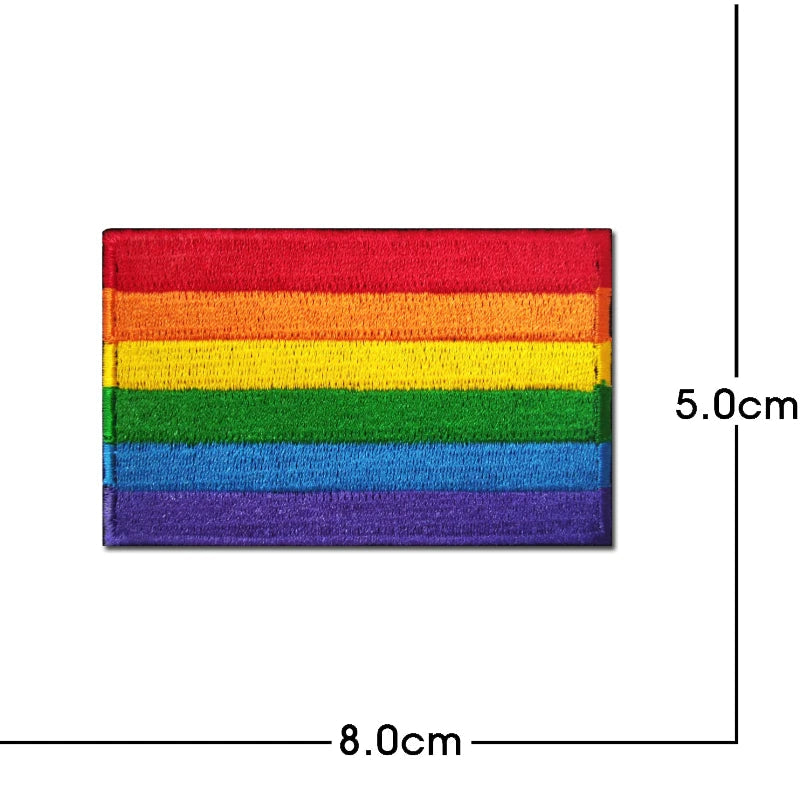 Rainbow Flag Embroidered Patch Pride Gay LGBT Tactical Applique for Clothes Hat Military Emblem with Hook and Loop Quick Pick Grocers